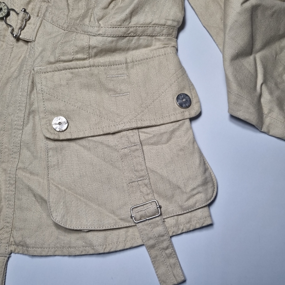 Diesel Womens Bomber Jacket Small UK 8 Creame Designer Biker Vintage Sparkles. - Picture 8 of 9